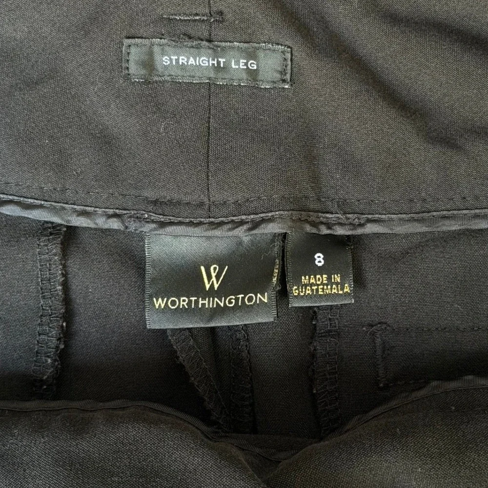 Worthington Womens Black Straight Leg Dress Pants Size 8 Career Professional